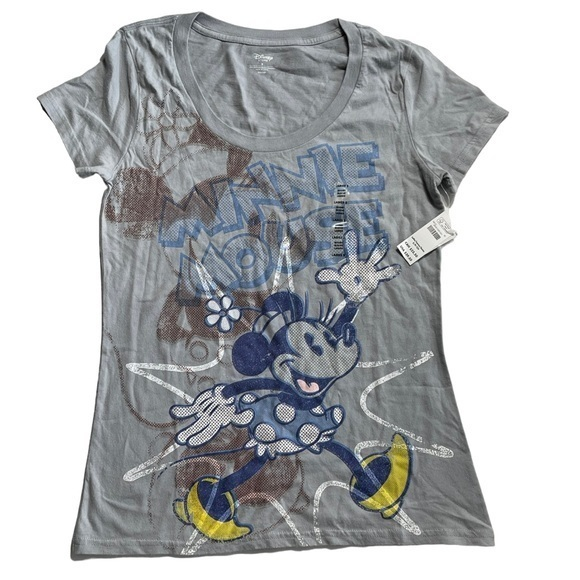 NWT Womens Small Shirt Disney Store Minnie Mouse grey t-shirt short sleeve Core‎ - Picture 1 of 11